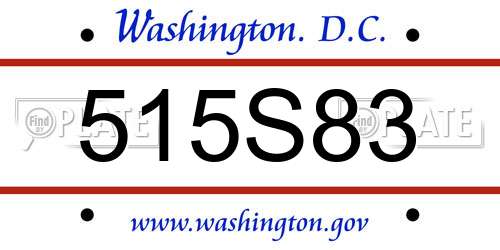 515S83 District Of Columbia License Plate