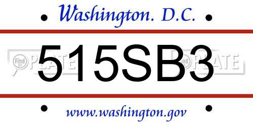 515SB3 District Of Columbia License Plate