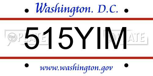515YIM District Of Columbia License Plate