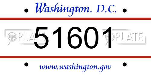 51601 District Of Columbia License Plate