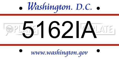 5162IA District Of Columbia License Plate