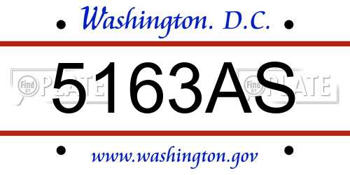 5163AS District Of Columbia License Plate