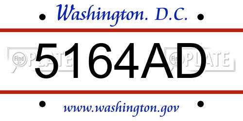 5164AD District Of Columbia License Plate