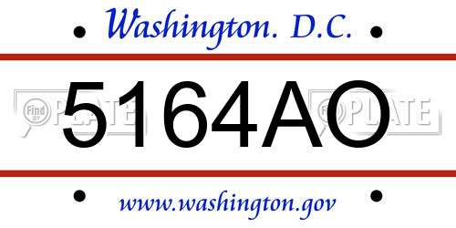 5164AO District Of Columbia License Plate