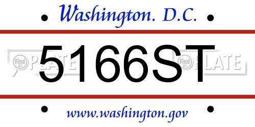 5166ST District Of Columbia License Plate