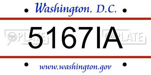 5167IA District Of Columbia License Plate
