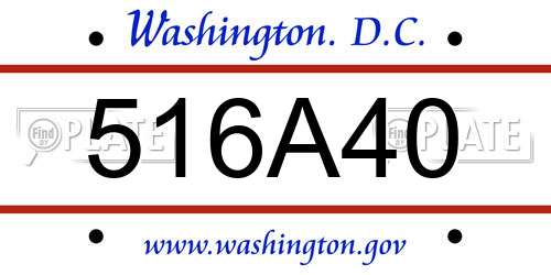 516A40 District Of Columbia License Plate