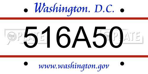 516A50 District Of Columbia License Plate