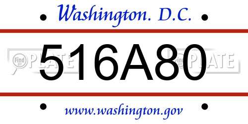 516A80 District Of Columbia License Plate