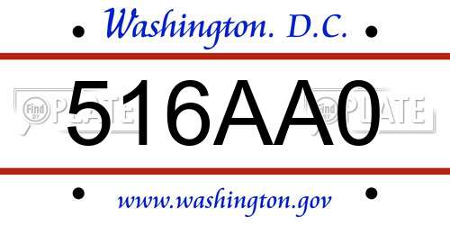 516AA0 District Of Columbia License Plate