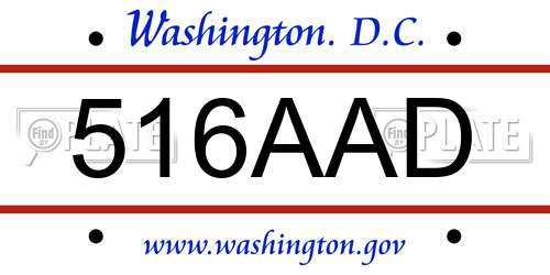 516AAD District Of Columbia License Plate