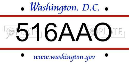 516AAO District Of Columbia License Plate