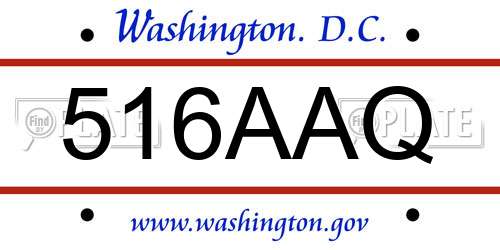 516AAQ District Of Columbia License Plate