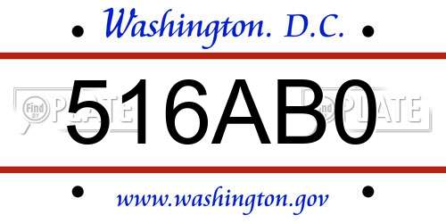 516AB0 District Of Columbia License Plate