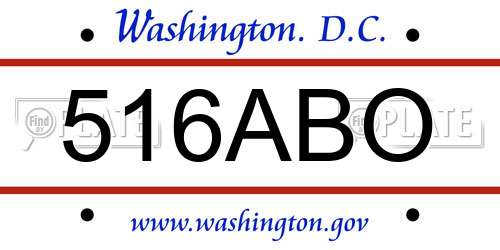 516ABO District Of Columbia License Plate