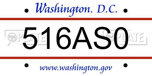 516AS0 District Of Columbia License Plate