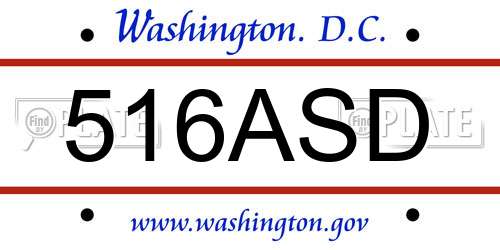 516ASD District Of Columbia License Plate