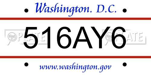 516AY6 District Of Columbia License Plate