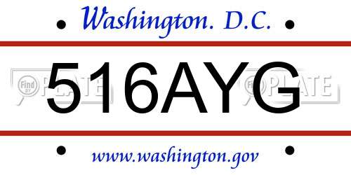 516AYG District Of Columbia License Plate