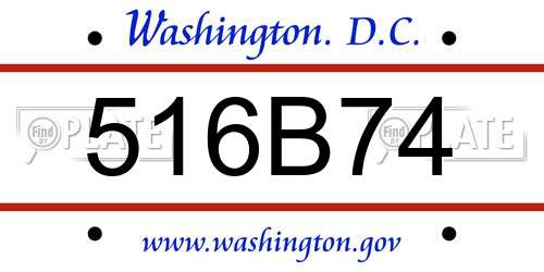 516B74 District Of Columbia License Plate