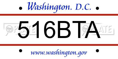 516BTA District Of Columbia License Plate