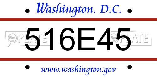 516E45 District Of Columbia License Plate