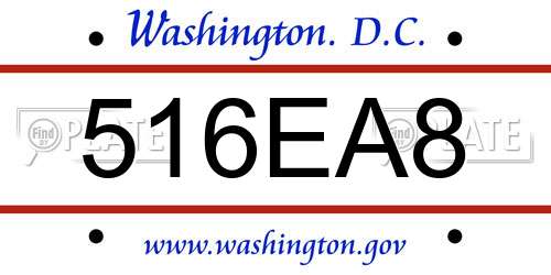 516EA8 District Of Columbia License Plate