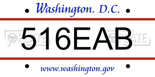 516EAB District Of Columbia License Plate