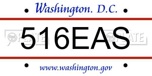 516EAS District Of Columbia License Plate