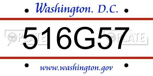 516G57 District Of Columbia License Plate