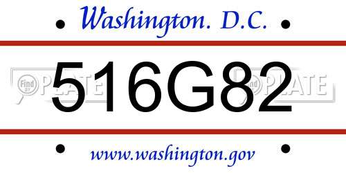 516G82 District Of Columbia License Plate