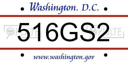 516GS2 District Of Columbia License Plate