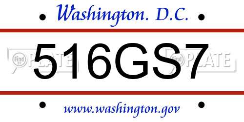 516GS7 District Of Columbia License Plate