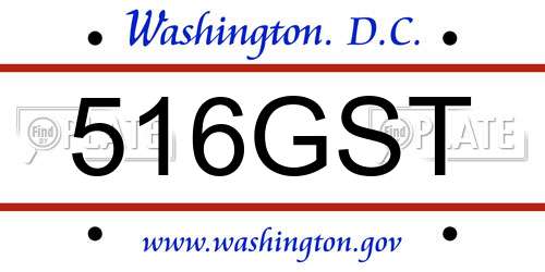 516GST District Of Columbia License Plate