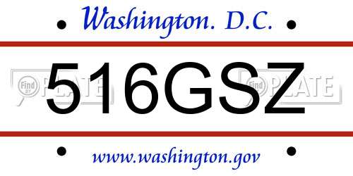 516GSZ District Of Columbia License Plate