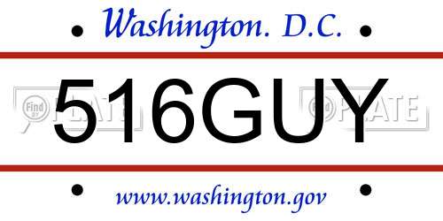 516GUY District Of Columbia License Plate
