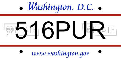 516PUR District Of Columbia License Plate