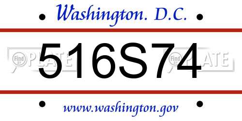 516S74 District Of Columbia License Plate