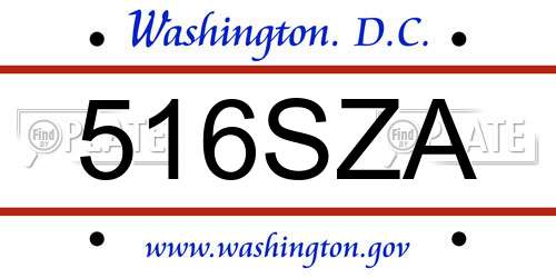 516SZA District Of Columbia License Plate
