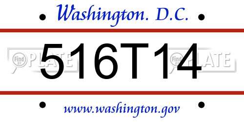 516T14 District Of Columbia License Plate