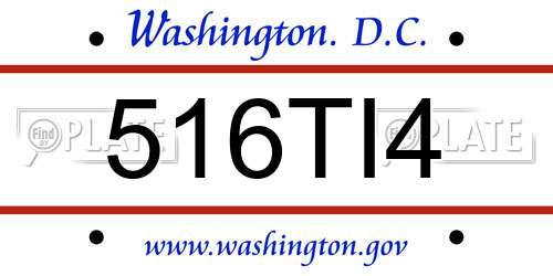 516TI4 District Of Columbia License Plate