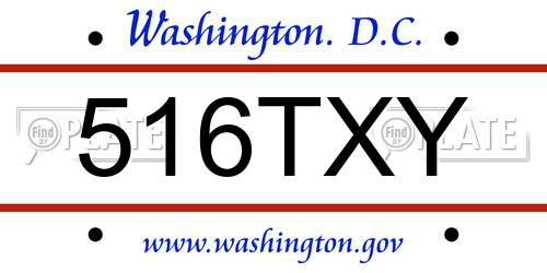 516TXY District Of Columbia License Plate