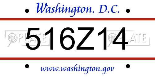 516Z14 District Of Columbia License Plate