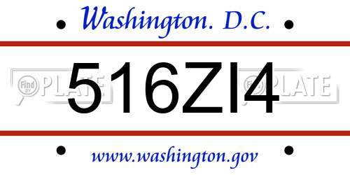 516ZI4 District Of Columbia License Plate