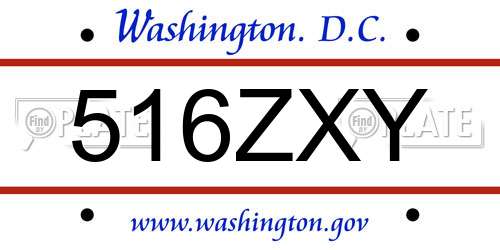 516ZXY District Of Columbia License Plate