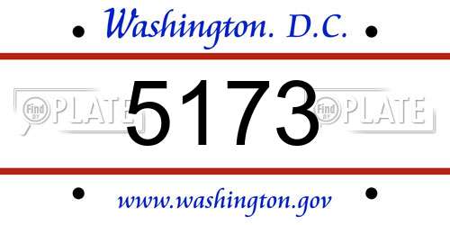 5173 District Of Columbia License Plate
