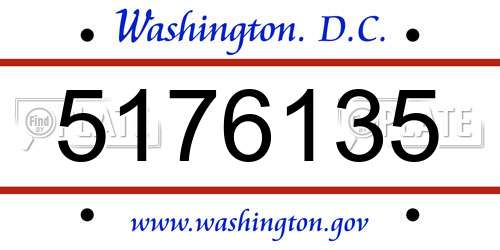 5176135 District Of Columbia License Plate