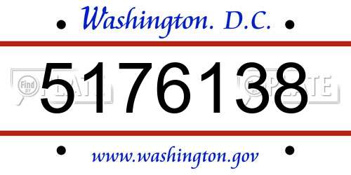 5176138 District Of Columbia License Plate