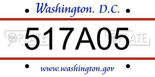 517A05 District Of Columbia License Plate