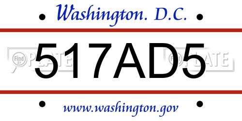 517AD5 District Of Columbia License Plate